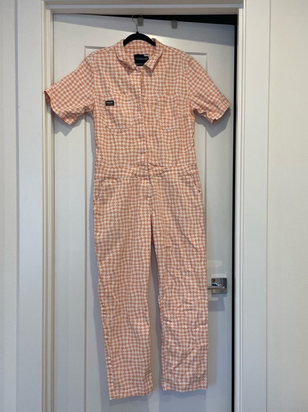 WILDFANG The Essential Coverall Geometric Jumpsuit Orange & White Large